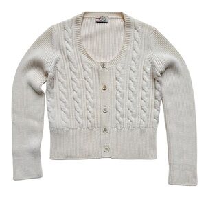 Prada Women’s Sz 44 Ivory Long Sleeve Wool Sweater Cardigan